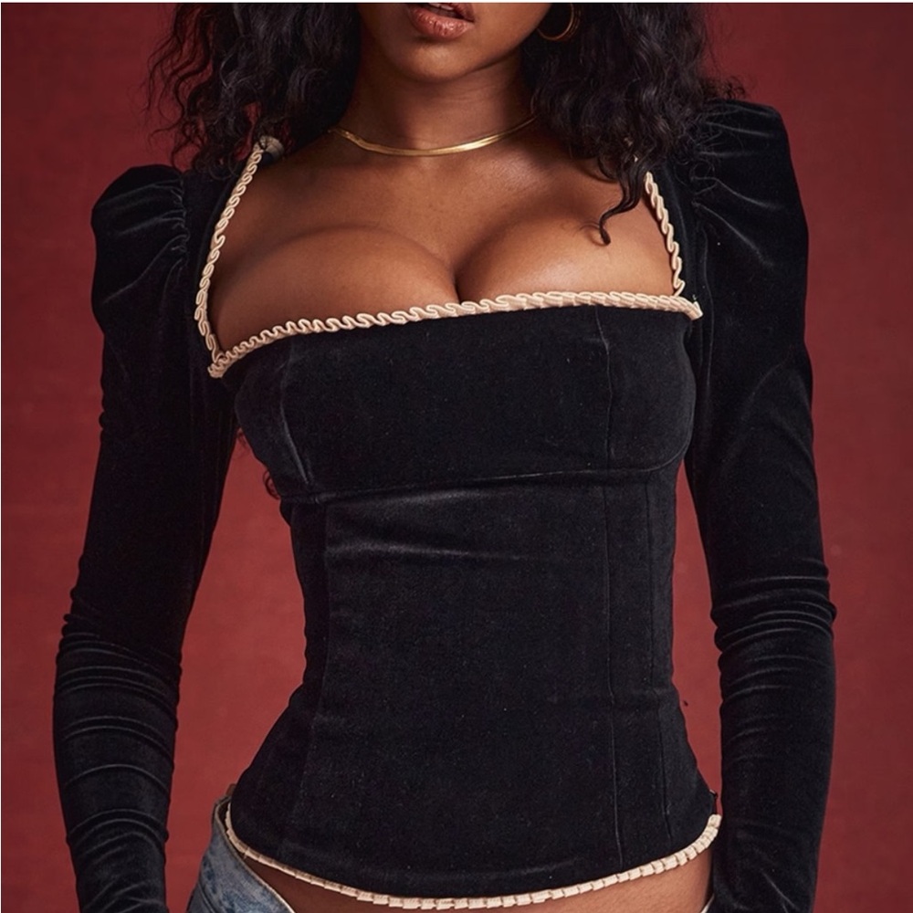 House of CB Noa Black Corset Top NWT
